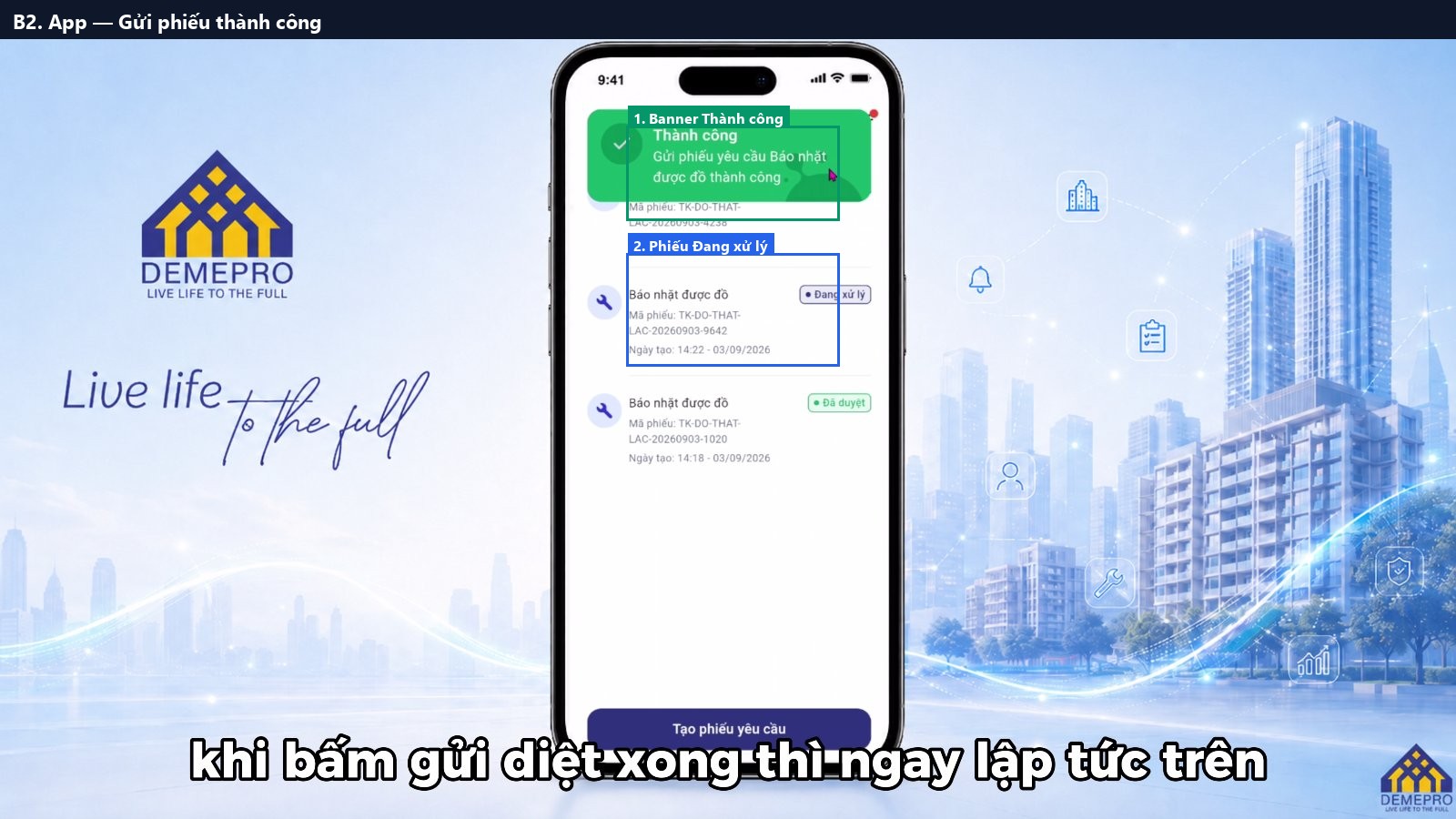 B2. App — Gửi phiếu thành công
