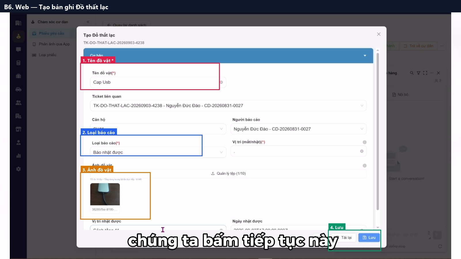 B6. Web — Tạo bản ghi Đồ thất lạc