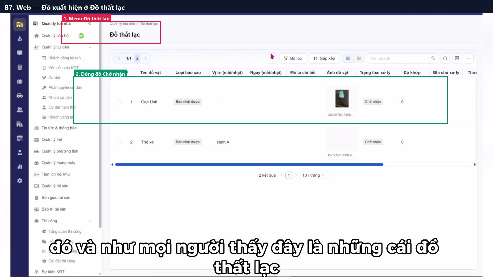 B7. Web — Đồ xuất hiện ở Đồ thất lạc