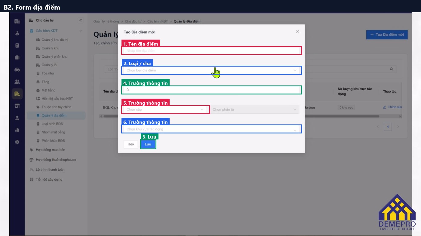 B2. Form địa điểm